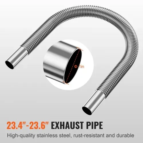 VEVOR Diesel-Heizungsrohr-Kanalset, 7,6 cm ausziehbarer Luftkanalschlauch, 2,5 cm Edelstahl-Auspuffrohr, 2 Entlüftungsöffnungen, T-Stück-Luftauslassanschluss und Schlauchschellen – Bild 4