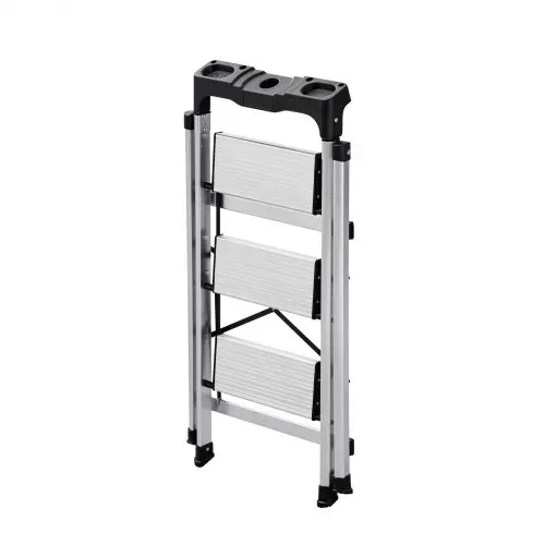 VEVOR Trittleiter 3 Stufen, Klappleiter mit Anti-Rutsch-Stufen & Komfortablem Handgriff, Haushaltsleiter Tragkraft 150 kg, Aluminium-Stehleiter, Sicherheitsleiter für Küche, Lager, Haushalt & Büro – Bild 8