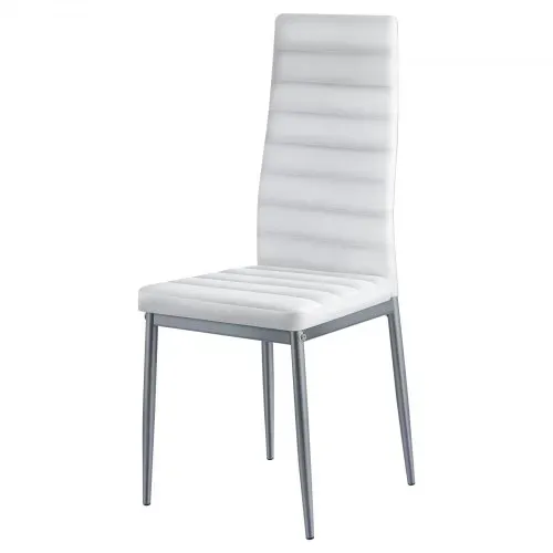 VEVOR moderner Esszimmerstuhl (4 Stk.) eleganter gepolsterter Leder-Beistellstuhl (136 kg belastbar) für Esstische, platzsparender Küchentischstuhl mit dicken Kissen & Metallbeinen, Weiß Cafeteria – Bild 10