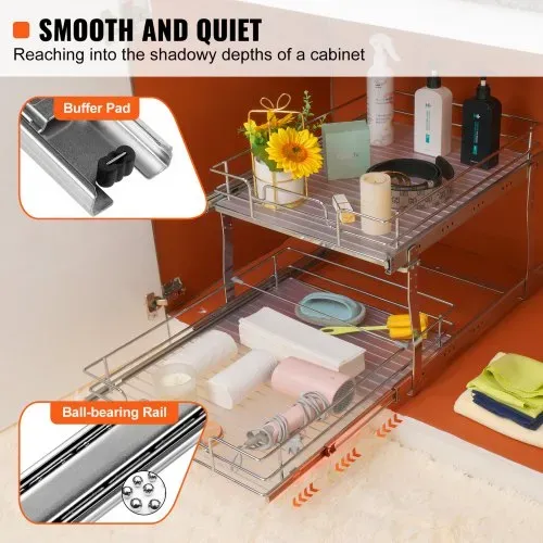 VEVOR ausziehbares Gewürzregal (508x533x383 mm) Spülschrankregal Küchenschrank, Schiebeschublade Waschbecken Gewürzregal Schrank Organizer Unterschrankregal 546x558x457 mm (Installationsgröße) – Bild 2