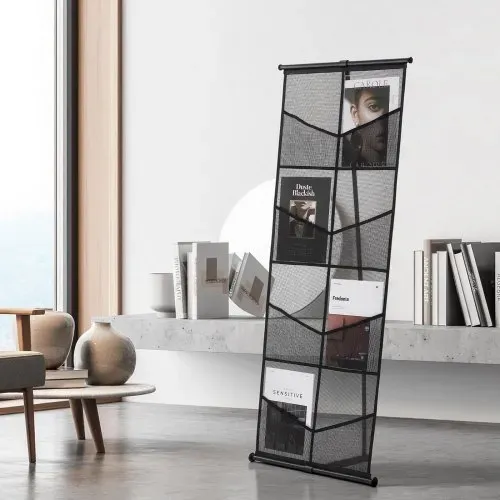 VEVOR Prospektständer, 4-stöckig, 8 Fächer, Zeitschriftenständer aus Netzgewebe, für Zeitschriften, Zeitungen & Kataloge, Prospekthalter mit Tragetasche für Geschäfte, Ausstellungen & Büros – Bild 7
