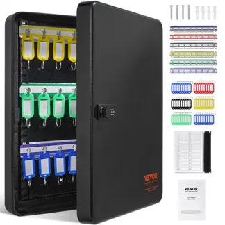 VEVOR Schlüsselschrank Schlüsselkasten 48 Schlüssel, Schwarz Schlüsselbox Schlüsseltresor Einstellbar, Abschließbarer Schlüsselschrank mit 6 x Schlüsselhaltern, 2 x Schlüsseln & 1 x Karteikarte VEVOR Schlüsselschrank Schlüsselkasten 48 Schlüssel, Schwarz Schlüsselbox Schlüsseltresor Einstellbar, Abschließbarer Schlüsselschrank mit 6 x Schlüsselhaltern, 2 x Schlüsseln & 1 x Karteikarte