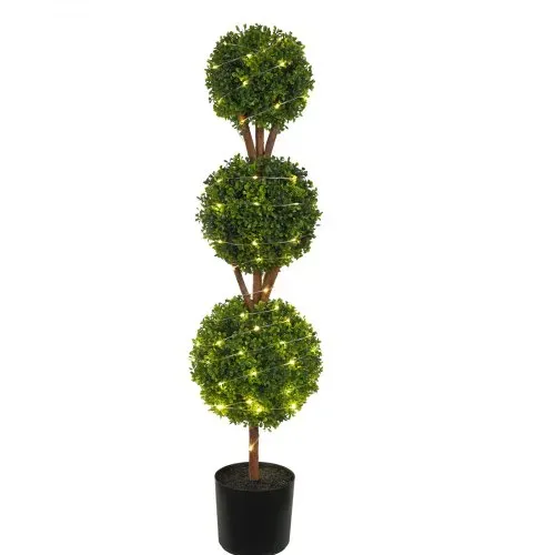 VEVOR Buchsbaumkugel Künstlich 122cm hoch Garten Deko Buchsbaum im Blumentopf Kugel künstlich Buchskugel Kunstpflanze aus PE, Holz, PP inkl. 2 Stk. Dekorative LED-Leuchten und 10 Stk. Ersatzblätter – Bild 9
