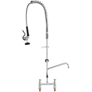 VEVOR Kommerzielle Küchenarmatur Wasserhahn mit Ausziehbarer Vorspülbrause, 112 cm Höhe, 203 mm Mitte, 305 mm Schwenkauslauf, Messing Küchenspülenarmatur zur Deckmontage, für 1/2/3-Fach-Spüle VEVOR Kommerzielle Küchenarmatur Wasserhahn mit Ausziehbarer Vorspülbrause, 112 cm Höhe, 203 mm Mitte, 305 mm Schwenkauslauf, Messing Küchenspülenarmatur zur Deckmontage, für 1/2/3-Fach-Spüle