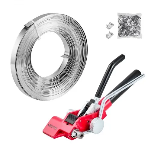 VEVOR 3 tlg. Stahlband Umreifungsset, Manuelle Umreifungsgerät mit 30,5 m Metallband, 100 Metallklammern und Schneider, pefekte Werkstattausstattung für industrielle Verpackung, Transport und Lager VEVOR 3 tlg. Stahlband Umreifungsset, Manuelle Umreifungsgerät mit 30,5 m Metallband, 100 Metallklammern und Schneider, pefekte Werkstattausstattung für industrielle Verpackung, Transport und Lager