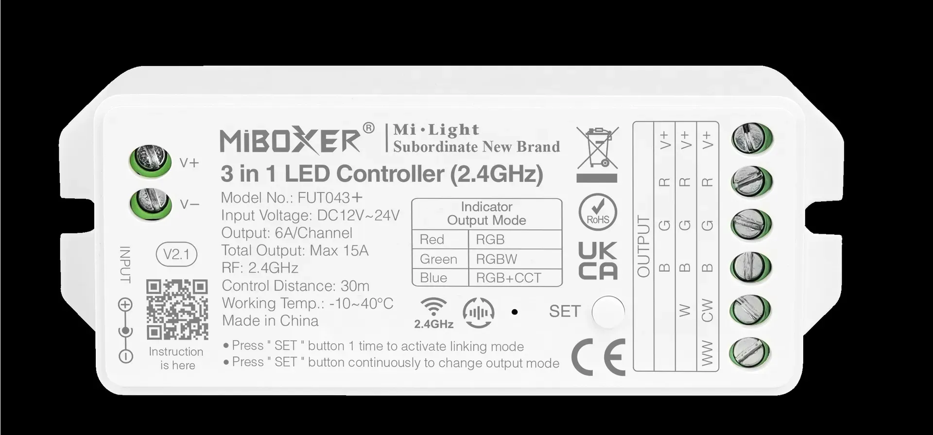 MiBoxer FUT043+ LED Controller RGB-WW (RGB-CCT) DC12/24V 2,4G – Bild 2