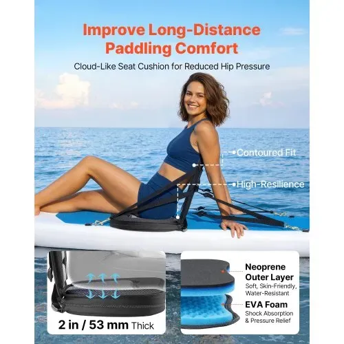 VEVOR 2 x Kajaksitz 53 mm Dicke, Gepolsterter Sitz für Stand-Up-Paddle-Board, Bootssitz mit Rückenlehne & Aufbewahrungstasche & Verstellbaren Gurten für SUP Kanu Angelboot Aufblasbares Kajak VEVOR 2 x Kajaksitz 53 mm Dicke, Gepolsterter Sitz für Stand-Up-Paddle-Board, Bootssitz mit Rückenlehne & Aufbewahrungstasche & Verstellbaren Gurten für SUP Kanu Angelboot Aufblasbares Kajak