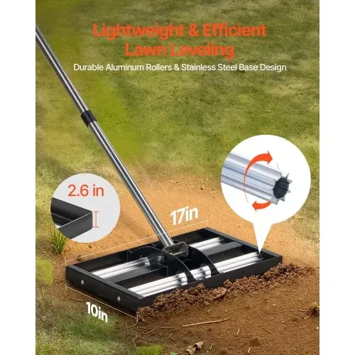 VEVOR Rasenrakel 438×255 mm, Rasen Nivellierrechen mit 161 cm Verstellbarem Stiel, Edelstahl Rasenrechen für Garten & Golfplatz, Lawn Leveling Rake zum Nivellieren von Rasenflächen. VEVOR Rasenrakel 438×255 mm, Rasen Nivellierrechen mit 161 cm Verstellbarem Stiel, Edelstahl Rasenrechen für Garten & Golfplatz, Lawn Leveling Rake zum Nivellieren von Rasenflächen.