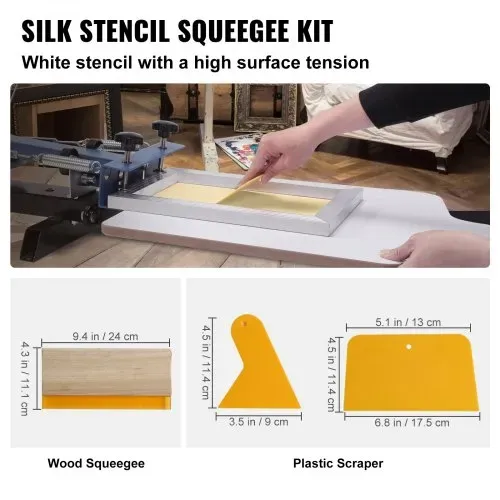 VEVOR Siebdruck Kit, 3 Stk. Aluminium Siebdruck Rahmen 152,4x254 mm/203,2x304,8 mm/254x355,6 mm 110 Mesh, 5 Glitter & Siebdruck Rakel & Folien für T-shirts, DIY Druck usw. – Bild 3