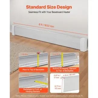 VEVOR Heizungsabdeckungen, Premium-Serie, 1832 x 81 x 193 mm, Standard-Frontabdeckung für Heizkörper elektrische Heizgeräte, Ersatzabdeckung aus robustem Stahl, für Schlafzimmer, weiß VEVOR Heizungsabdeckungen, Premium-Serie, 1832 x 81 x 193 mm, Standard-Frontabdeckung für Heizkörper elektrische Heizgeräte, Ersatzabdeckung aus robustem Stahl, für Schlafzimmer, weiß