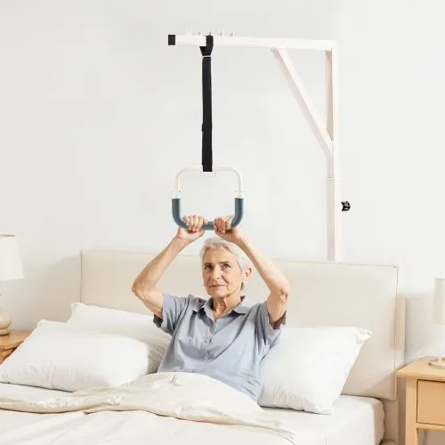 VEVOR Bettgalgen mit Trapezgriff, höhenverstellbarer Krankenaufrichter mit 2 Rädern, Bettaufrichter bis 158 kg Tragkraft, Mobile Aufstehhilfe für ältere, behinderte und bettlägerige Patienten – Bild 7