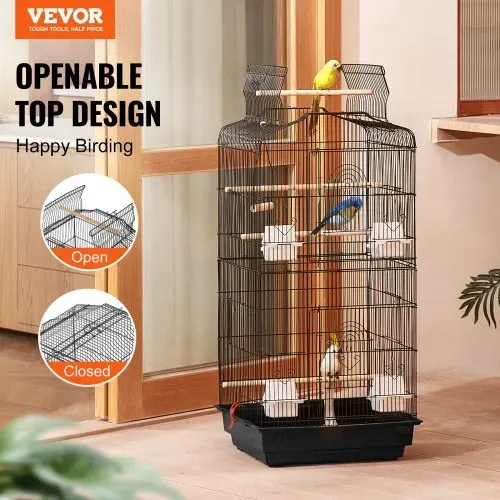VEVOR Vogelkäfig, 457 x 355 x 925 mm, Vogelhaus für Sittiche, Finken, Kanarienvögel, Unzertrennliche, Nymphensittiche, Wellensittiche, kleine Mönchssittiche, Metallkäfig mit Schaukel & Sitzstange VEVOR Vogelkäfig, 457 x 355 x 925 mm, Vogelhaus für Sittiche, Finken, Kanarienvögel, Unzertrennliche, Nymphensittiche, Wellensittiche, kleine Mönchssittiche, Metallkäfig mit Schaukel & Sitzstange