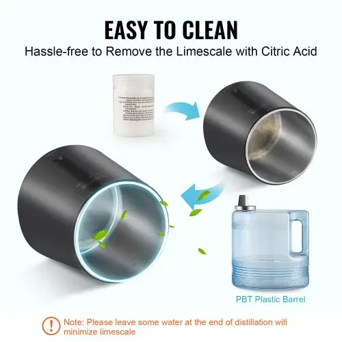 VEVOR Wasser Destilliergerät Distiller Edelstahl Wasserdestilliere 4L Schwarz – Bild 5