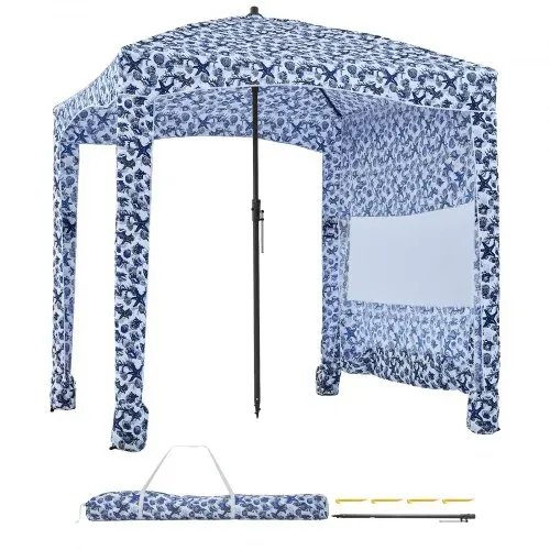 VEVOR Strand-Cabana 183 x 183 cm Strandüberdachung mit Seitenwand, UPF 50+ Sonnenschutz, Strandpavillon mit Sandsäcken, großer tragbarer Sonnenschutz Sonnenschirm für Familie Freunde Outdoor – Bild 8