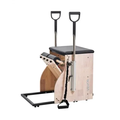 VEVOR Pilates-Stuhl, Kombi-Stühle mit geteilten Pedalen und Griffen, Yoga-Fitnesstrainer mit Rahmen aus Gummibaumholz, Trainingsreformer, Pilates-Widerstandstrainingsgerät für Training – Bild 10