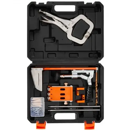 VEVOR Pocket Hole Jig Kit Taschenloch-Vorrichtungssatz 12,7-38,1 mm, Vorrichtungs-Taschenlochsystem mit Werkzeugkoffer C-Klemme Stufenbohrer Sechskantschlüssel Bohrstoppring Vierkant-Antriebsbit – Bild 8