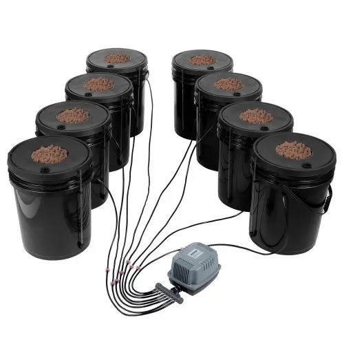 VEVOR DWC Hydroponics Grow System, Hydroponisches Anbausystem, Deep Water Culture 5-Gallonen 8 Eimer, DWC-System mit Luftpumpe, Luftsteinen und Wasserstandsanzeige für Blattgemüse – Bild 9