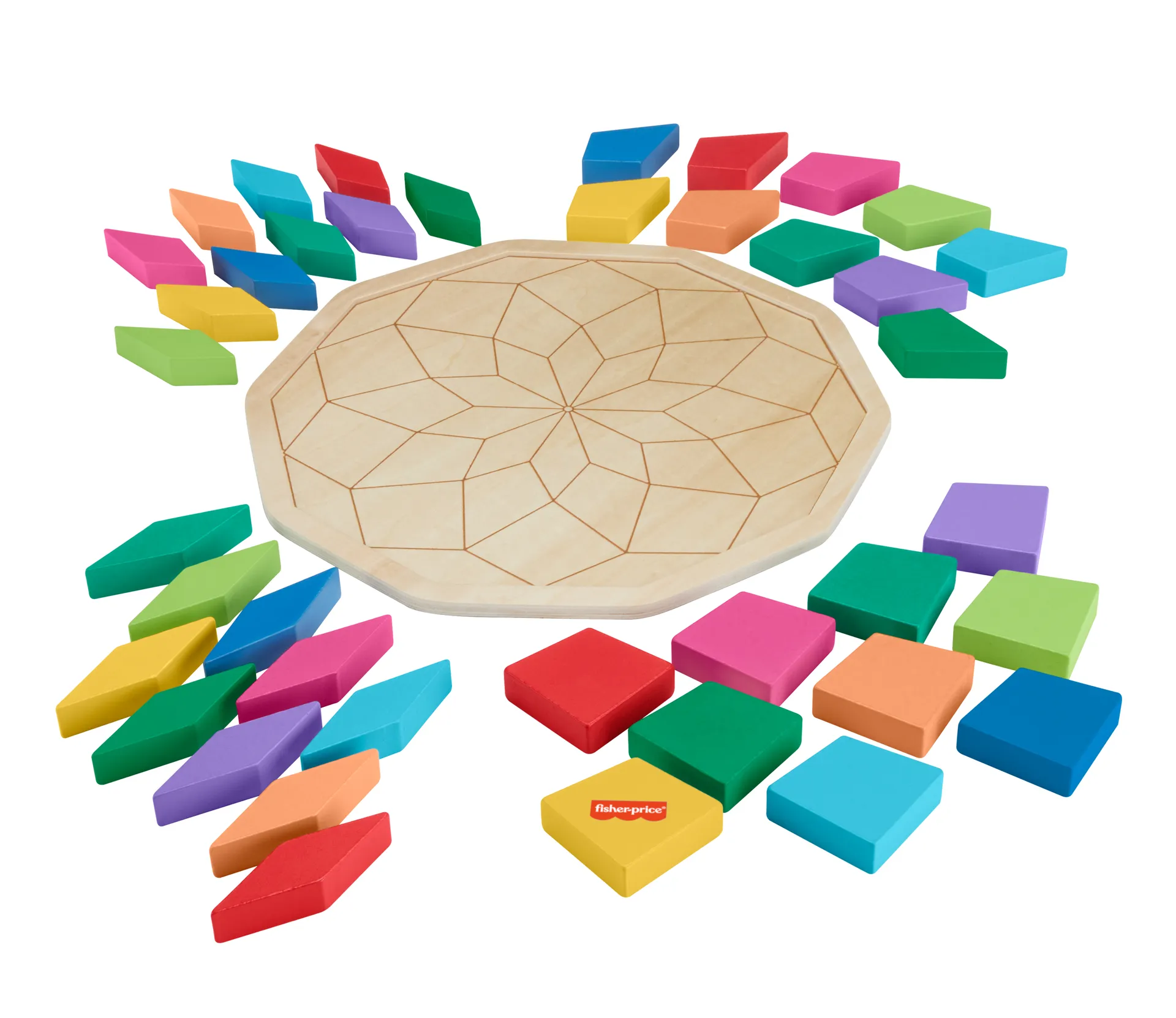 Fisher-Price geometrisches Mandala-Puzzle aus Holz für Kleinkinder und Kinder, 40 Holzteile – Bild 6