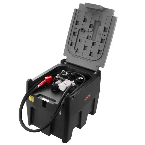 VEVOR Tragbarer Dieseltank, 220 L Fassungsvermögen & 48L/min Durchflussrate, Gaskraftstofftank mit 12 V Transferpumpe & 4 m Gummischlauch, PE-Diesel-Transfertanks für Kraftstofftransport, Schwarz – Bild 9
