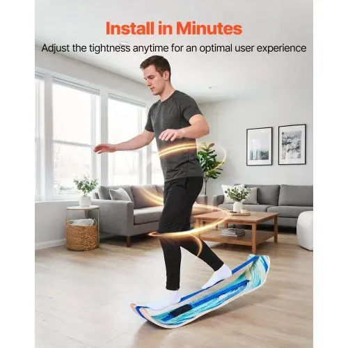 VEVOR Balance Board für Erwachsene (107 cm), Wackelbrett bis 200 kg Belastbar, Gebogenes Balance-Trainingsgerät mit Gurt für Core-Workouts Stehpultübungen Heim-Fitnessstudio Yoga, Blau – Bild 4