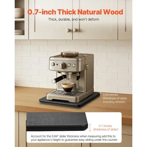 VEVOR Gleitbrett, 26,7x33 cm, Brett mit Gummirädern & hohlem Griff, einfach zu reinigen, Slider-Brett, Geräte-Rollbrett, leicht bewegliche Unterlage für Kaffeemaschine, Küchenmaschine, Schwarz – Bild 3