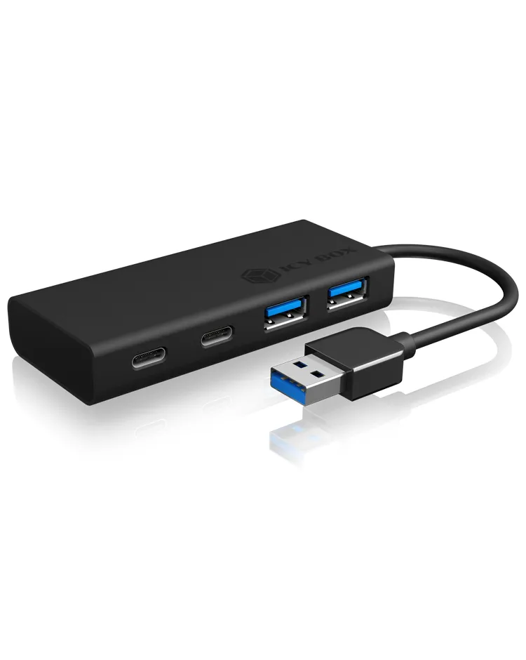 ICY BOX IB-HUB1426-U3, USB 3.2 Gen 1 Hub Type-A zu 2x Type-C® und 2x Type-A USB Anschlüssen – Bild 5