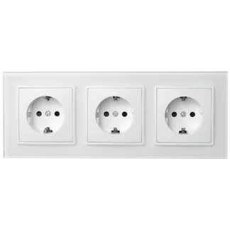 Steckdosen Set McPower Flair “Beginner 3S-Style“ 4-teilig, weiß + Glasrahmen Steckdosen Set McPower Flair “Beginner 3S-Style“ 4-teilig, weiß + Glasrahmen