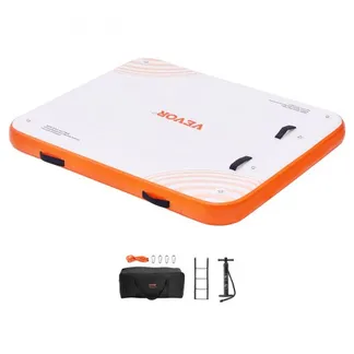 VEVOR Aufblasbares Schwimmdock, 1,82 x 1,52 m Dockplattform, rutschfeste Wasserschwimmdockmatte mit tragbarer Tragetasche und abnehmbarer Leiter, schwimmende Plattform-Inselfloß für Pool, Strand, Meer VEVOR Aufblasbares Schwimmdock, 1,82 x 1,52 m Dockplattform, rutschfeste Wasserschwimmdockmatte mit tragbarer Tragetasche und abnehmbarer Leiter, schwimmende Plattform-Inselfloß für Pool, Strand, Meer