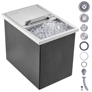 VEVOR 26,7 L Drop-in-Eisbox, 456 x 304 x 371 mm Edelstahl-Eiskühler, Kommerzieller Eisbehälter mit Schiebedeckel, Eingebaute Eisspeichertruhe, Abflussrohr & Ablassstopfen im Lieferumfang Enthalten VEVOR 26,7 L Drop-in-Eisbox, 456 x 304 x 371 mm Edelstahl-Eiskühler, Kommerzieller Eisbehälter mit Schiebedeckel, Eingebaute Eisspeichertruhe, Abflussrohr & Ablassstopfen im Lieferumfang Enthalten