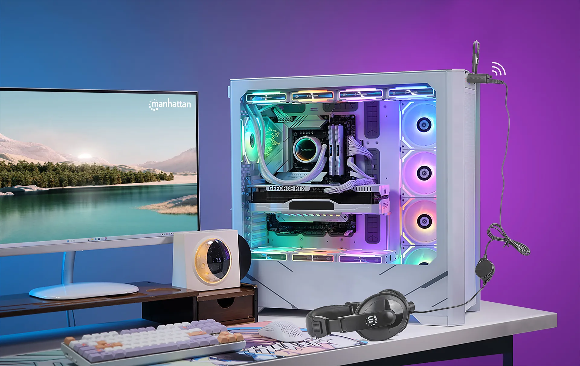 Manhattan 180993 Schnittstellen-Hub USB 3.2 Gen 1 (3.1 Gen 1) Type-C 5000 Mbit/s Schwarz – Bild 3