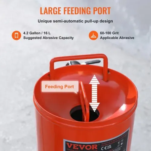 VEVOR Mobiles Sandstrahlgerät 37 L Sandstrahlanlage 2,3 m Arbeitsschlauch Sandstrahler 60–110 PSI Arbeitsdruck ideal zum Entfernen von Rost, Farbe, Flecken und das Polieren großer Flächen – Bild 2
