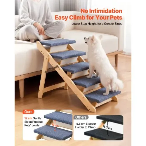 VEVOR Hundetreppe 780x470x660 mm, 5-stufige Hautiertreppe, klappbare Holztreppe geeignet für kleine, mittlere, große, ältere Haustiere sowie Welpen bis 68 kg, Hundeleiter für Betten, Sofas & Autos VEVOR Hundetreppe 780x470x660 mm, 5-stufige Hautiertreppe, klappbare Holztreppe geeignet für kleine, mittlere, große, ältere Haustiere sowie Welpen bis 68 kg, Hundeleiter für Betten, Sofas & Autos