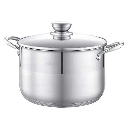 VEVOR Edelstahl Kochtopf 7,6 L Suppentopf mit Glasdeckel Induktionsgeeignet Hochwertiger Nudeltopf PFOA-frei PFAS-frei für Gasherd Elektrokochfeld Ideal für Eintöpfe Pasta Suppen – Bild 10