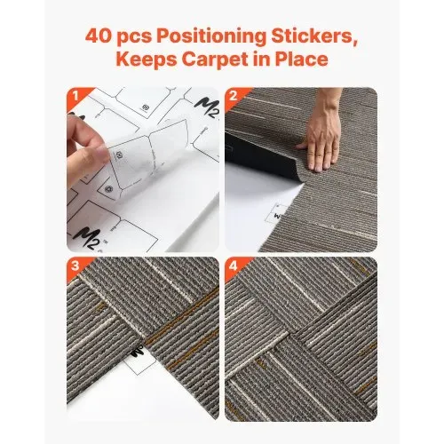 VEVOR Teppichfliesen 609,6 x 609,6 x 6 mm, 24er-Pack, modularer Teppichboden mit Fläche von 9 m², Teppich Bodenbelag, einfacher DIY-Austausch für Wohnzimmer und Büro, Dunkelbraun – Bild 2