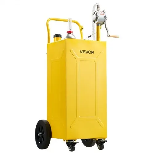 VEVOR 113,6L Kraftstofftrolley Mobile Tankanlage mit Manueller Pumpe Gelb, Tragbarer Kraftstoffkanister für Auto Rasenmäher Boot, Mit 4 Rollen & Ölstandsanzeige, Für Benzin & Diesel, Kohlenstoffstahl – Bild 10