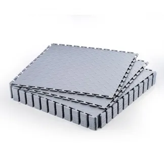 VEVOR PVC Garagenboden, 16er-Pack 513x513x5 mm, Werkstattboden, Industrieboden, Klick Verlegung, rutschfeste PVC-Matten mit Diamantplatte für Werkstatt, Lager, Werkzeugraum, Hellgrau VEVOR PVC Garagenboden, 16er-Pack 513x513x5 mm, Werkstattboden, Industrieboden, Klick Verlegung, rutschfeste PVC-Matten mit Diamantplatte für Werkstatt, Lager, Werkzeugraum, Hellgrau