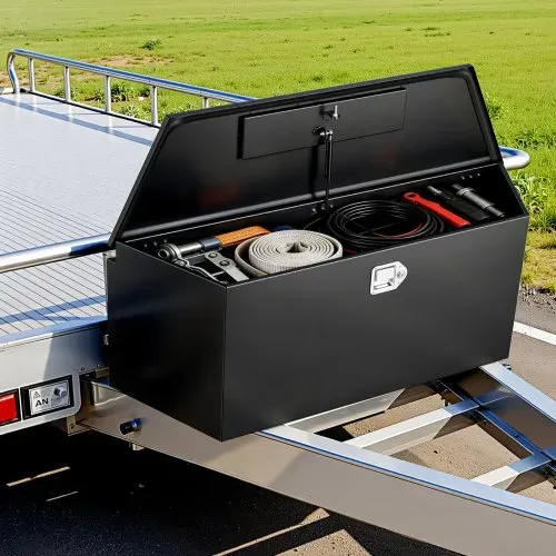 VEVOR Deichselbox Truckbox 1245 x 353 x 470 mm aus Stahl, 50 kg Belastbare Werkzeugaufbewahrungsbox mit Schloss & Schlüsseln, Anhängerbox für Pickup-Ladeflächen Wohnmobile SUVs Geländewagen, Schwarz – Bild 7