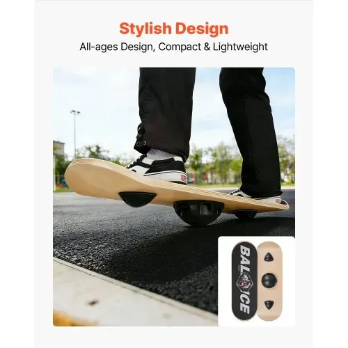 VEVOR Balance Board für Erwachsene (70 cm), Wackelbrett bis 200 kg Belastbar, Balance-Trainingsgerät mit 3-stufigem Bodenabstand und Rutschfester Oberfläche für Core-Training Stehpultübungen Yoga – Bild 4