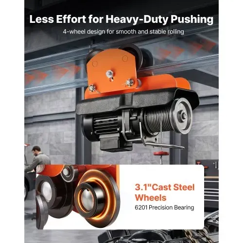 VEVOR Laufkatze mit 499 kg Tragkraft, Manuelles Rollfahrwerk mit Doppelrädern & 68-110 mm Flanschbreite, Handfahrwerk aus Kohlenstoffstahl für I-Träger, Krankatze für PA200 PA250 PA300 PA400 PA500 – Bild 4