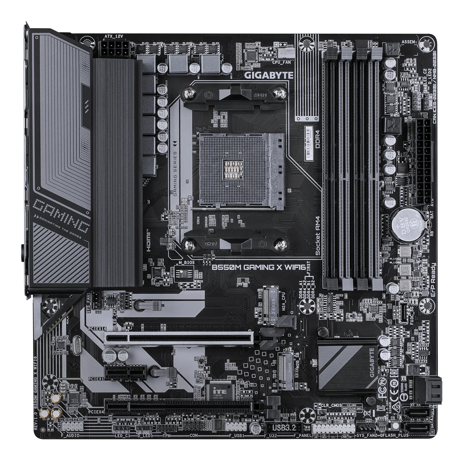 GIGABYTE B550M GAMING X WIFI6 Mainboard – AMD Ryzen 5000 Prozessoren, 5+3 Phasen VRM, bis zu 3200 MHz DDR4, 1x PCIe 4.0 + 1x PCIe 3.0 M.2, Wi-Fi 6, 1 GbE LAN, USB 3.2 Gen 1 – Bild 2
