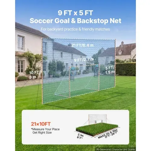 VEVOR Fußballtor 272 x 151 cm Tragbares Soccertor mit Eisenrohrrahmen, für Gärten Parks und Schulen, mit Ballfangnetz, Zielnetz, PE-Netz über 110 km/h, Bodenankern und Abspannseilen für Naturrasen VEVOR Fußballtor 272 x 151 cm Tragbares Soccertor mit Eisenrohrrahmen, für Gärten Parks und Schulen, mit Ballfangnetz, Zielnetz, PE-Netz über 110 km/h, Bodenankern und Abspannseilen für Naturrasen