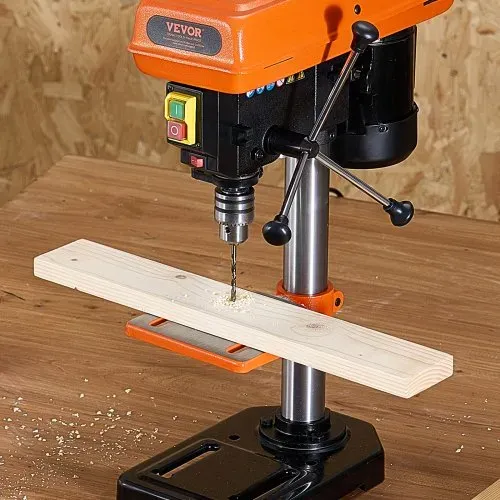 VEVOR 203,2 mm Tischbohrmaschine, 500 W Induktionsmotor, Säulenbohrmaschine mit 500 bis 2500 U/min einstellbarer Drehzahl, 0–45° neigbarer Arbeitstisch, LED, Standbohrmaschine für Holzmetall – Bild 7