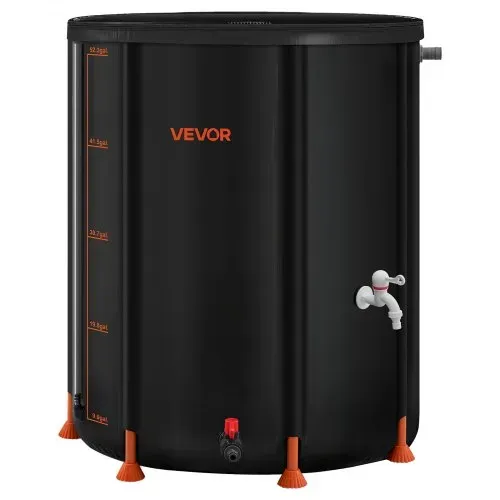VEVOR Regentonne faltbar, 201 L tragbares Regenfass, Regenwassertank, 1000D PVC-Regenwassersammelsystem, Wassertank, Regenwassertonne mit Zapfhahn und Überlaufset, Schwarz – Bild 8