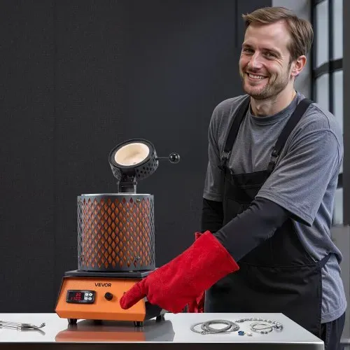 VEVOR digitaler Goldschmelzofen Maschine mit 3 kg Keramiktiegel, elektrischer Schmelzofen 1350 W max. 1150 ℃, Metallschmelzofen Set für Schmuckherstellung Metallbarren Metallkomponenten Schwarz – Bild 7
