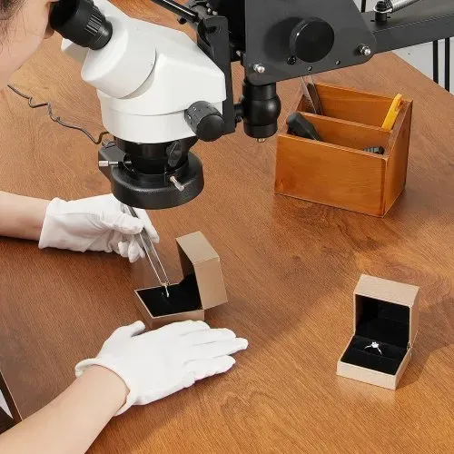VEVOR Multidirektionales Mikroskop mit Federhalterung, Schmuckmikroskop mit 7- bis 45-facher Vergrößerung, Mikro-Schmuck-Intarsienständer mit integriertem USB-Ring-LED-Licht, Juweliermikroskop für Schmuckintarsien – Bild 7