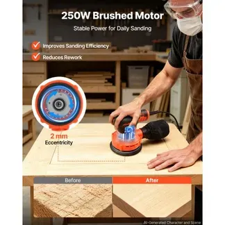 VEVOR 250W Exzenterschleifer 127mm Elektrisches Schleifgerät Holzschleifer, 6000-12000U/min, 6 Stufige Drehzahlregelung, 16 Schleifpapiere, Staubbeutel, 3m Netzkabel, Handschleifer für Holzbearbeitung VEVOR 250W Exzenterschleifer 127mm Elektrisches Schleifgerät Holzschleifer, 6000-12000U/min, 6 Stufige Drehzahlregelung, 16 Schleifpapiere, Staubbeutel, 3m Netzkabel, Handschleifer für Holzbearbeitung