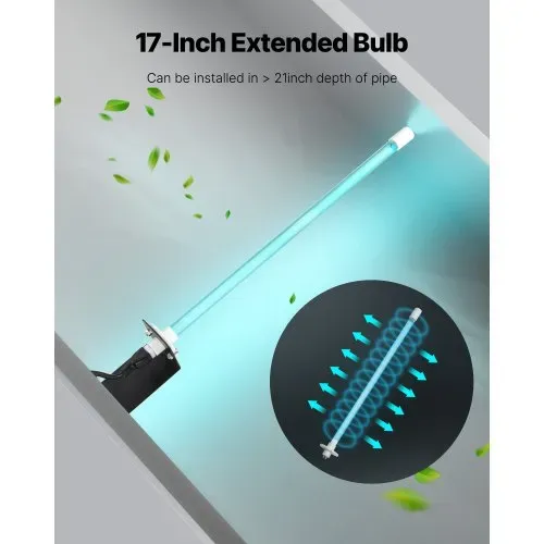 VEVOR HVAC-Luftreiniger, 25 W, 254 nm, UV-UVC-Licht-Spulenreiniger mit Magnet im Kanal für AC-Kanäle (Klimaanlagen), Luftwäscher mit 1 Ersatzbirne, HVAC-UV-Lampen, Air-Purifier für Klimaanlagen – Bild 4