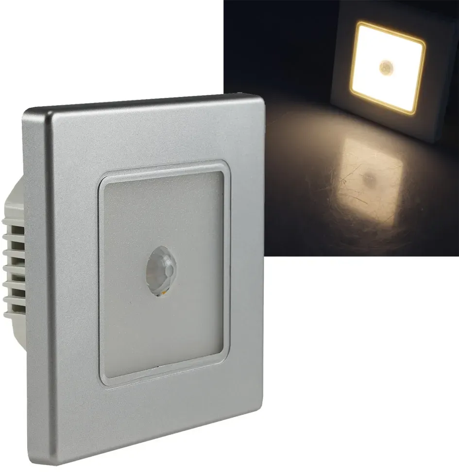 LED Wand-Einbauleuchte “EBL 86 PIR” 3000k, warmweiß, Rahmen silber #Rest# LED Wand-Einbauleuchte “EBL 86 PIR” 3000k, warmweiß, Rahmen silber #Rest#