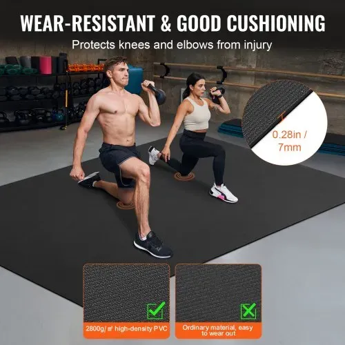 VEVOR Trainingsmatte, rutschfeste, hochdichte Premium-Yogamatte, Trainings-Yogamatte für Männer und Frauen, Fitness- und Trainingsmatte mit Tasche und Tragegurt, für alle Arten von Heim-Yoga, Pilates und Bodentraining (2,7 x 1,8 m) – Bild 3