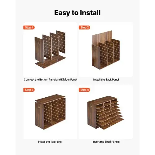 VEVOR Dokumentenablage Holz Schreibtisch Organizer mit 24 Fächern Braun, Ablagefach für Standard-A4-Dokumente Akten & Papiere, mit Verstellbaren Einlegböden für Büro, Zuhause & Klassenzimmer, MDF – Bild 5